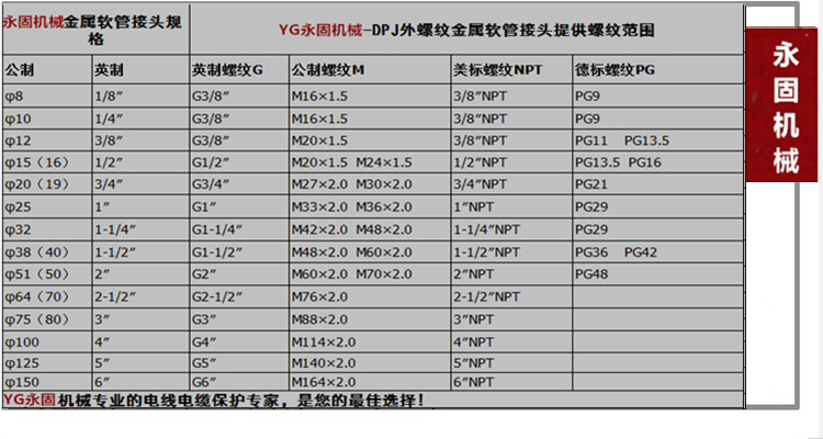 镀锌外螺纹DPJ金属软管接头产品规格型号